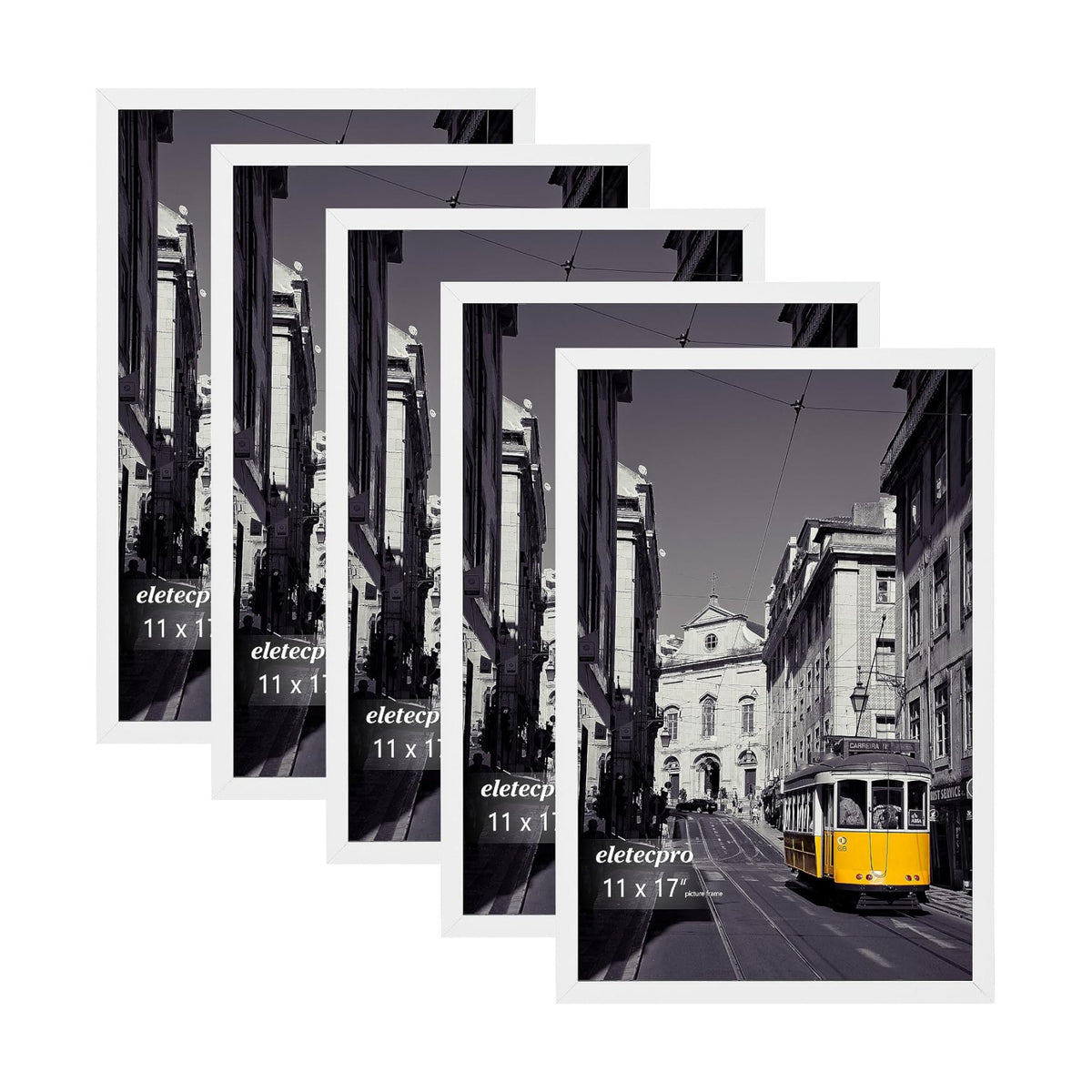 eletecpro 11x17 Picture Frames, Acrylic Cover, White, Set of 5 | Display Photo 11x17 Photo, Horizontal or Vertical