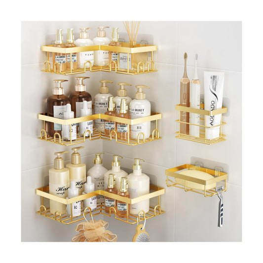 Soap Rack Toothbrush Holder / Gold / Set of 5