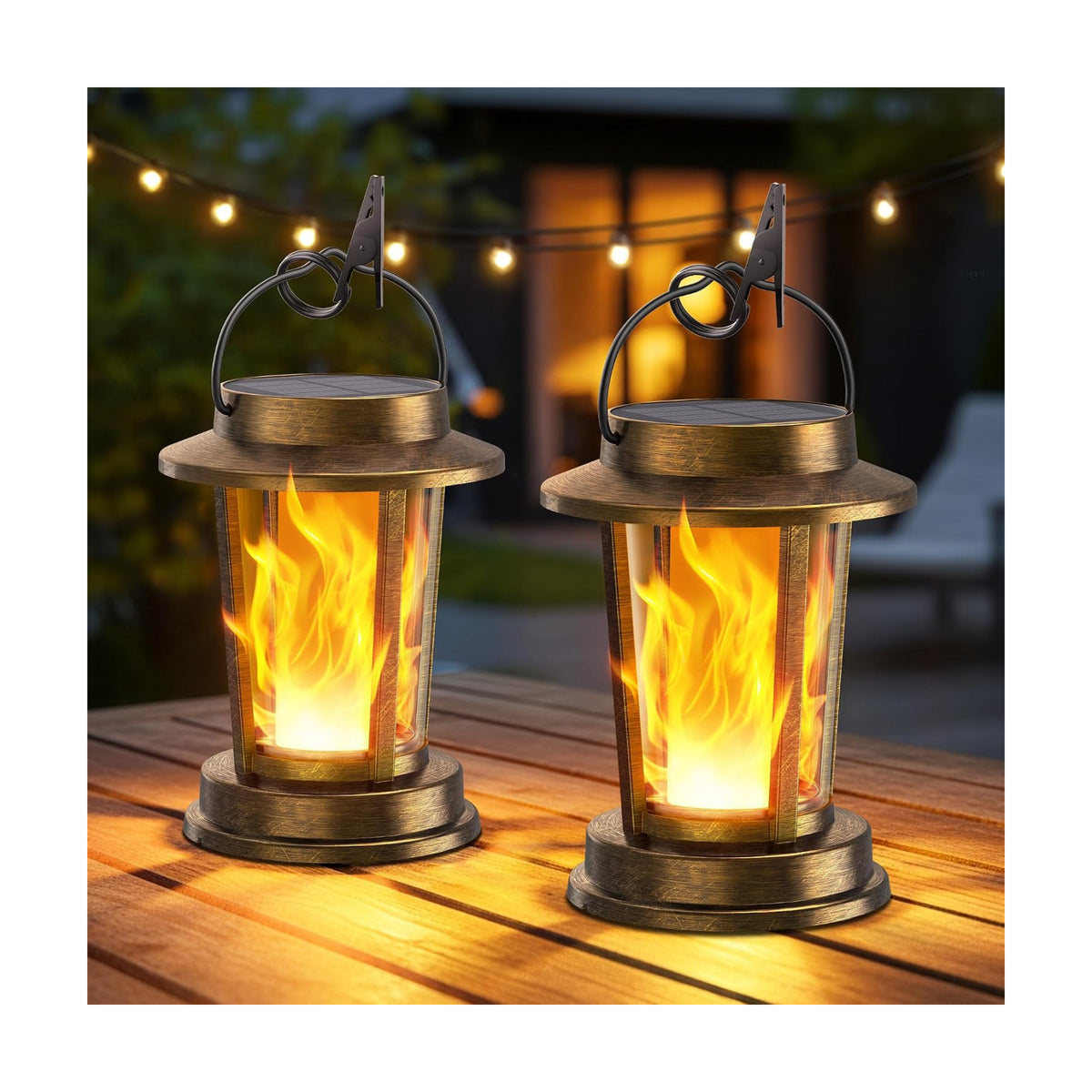 Solar Lanterns Outdoor Waterproof, Upgraded Flickering Flame Solar Lights Outdoor, Solar Powered Lanterns Decorative
