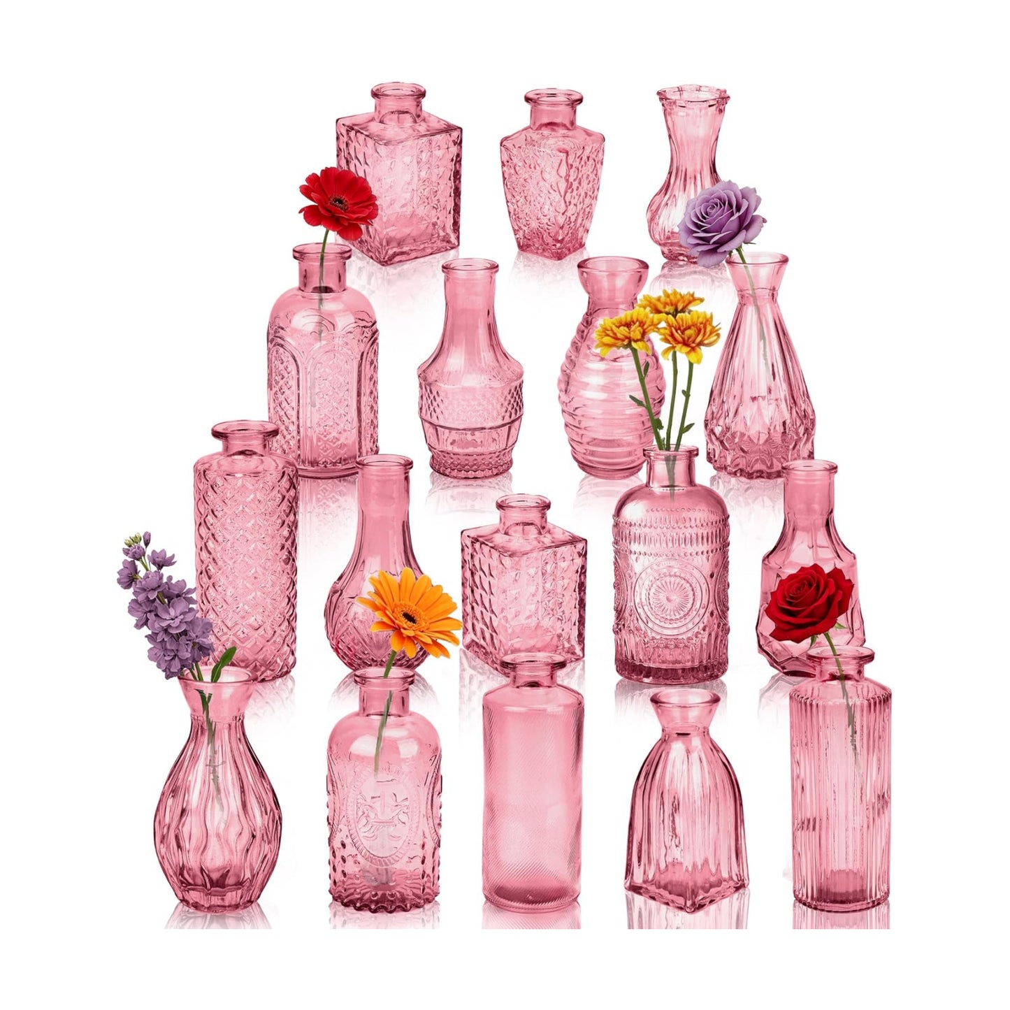 Glass Bud Vases in Bulk / Dark Purple / Set of 17