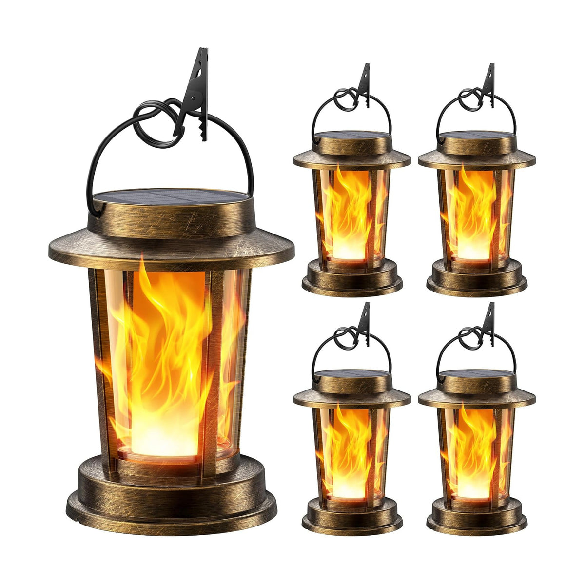 Solar Lanterns Outdoor Waterproof, Upgraded Flickering Flame Solar Lights Outdoor, Solar Powered Lanterns Decorative
