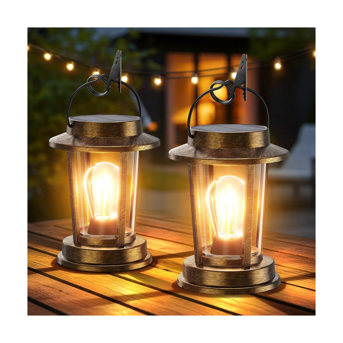 Solar Lanterns Outdoor Waterproof 2 Pack , Upgraded Solar Lights Outdoor, Bright Solar Powered Lanterns Decorative