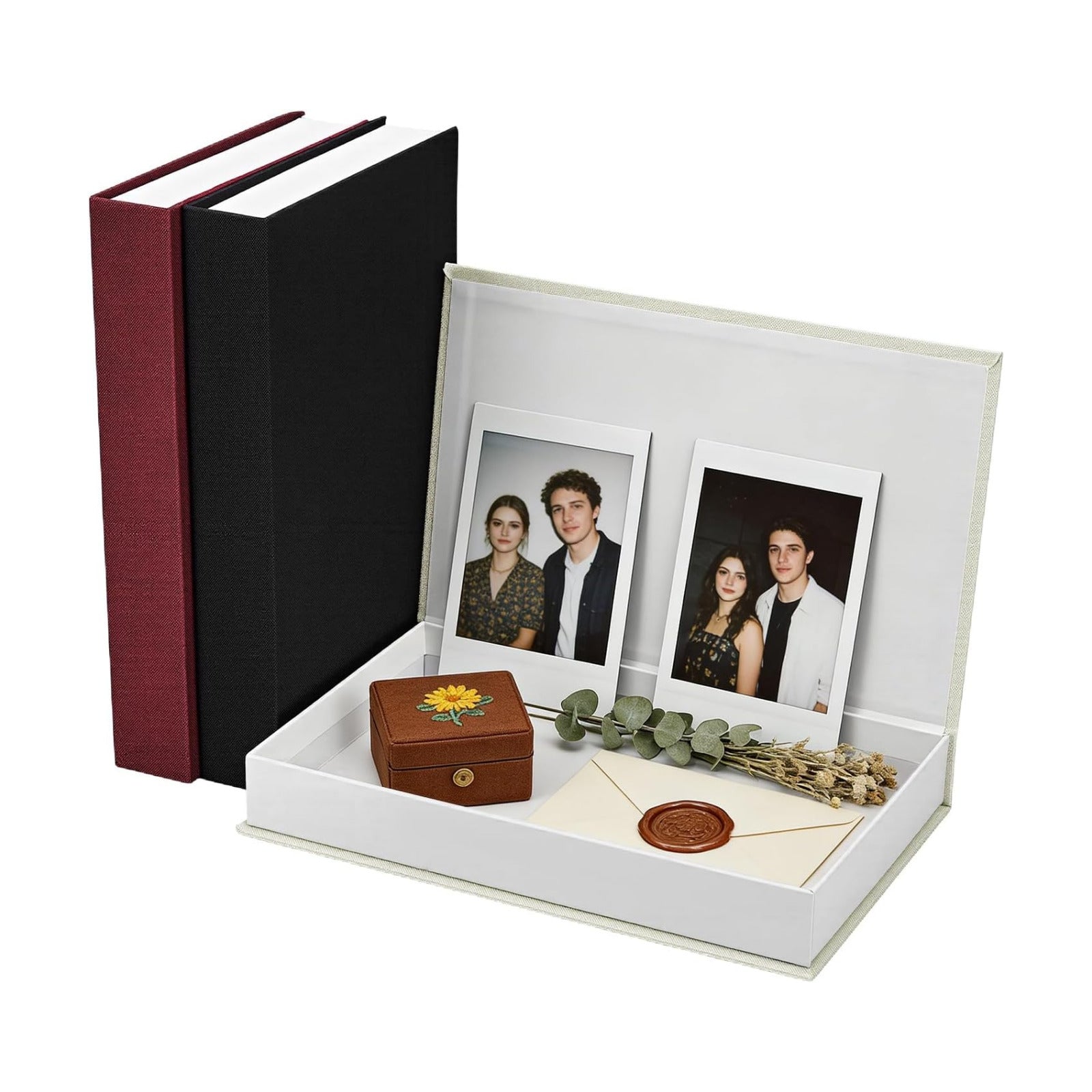 Decorative Book Boxes Modern Neutral Linen Book Box Faux Book Storage Box Magnetic Hollow / Set of 3