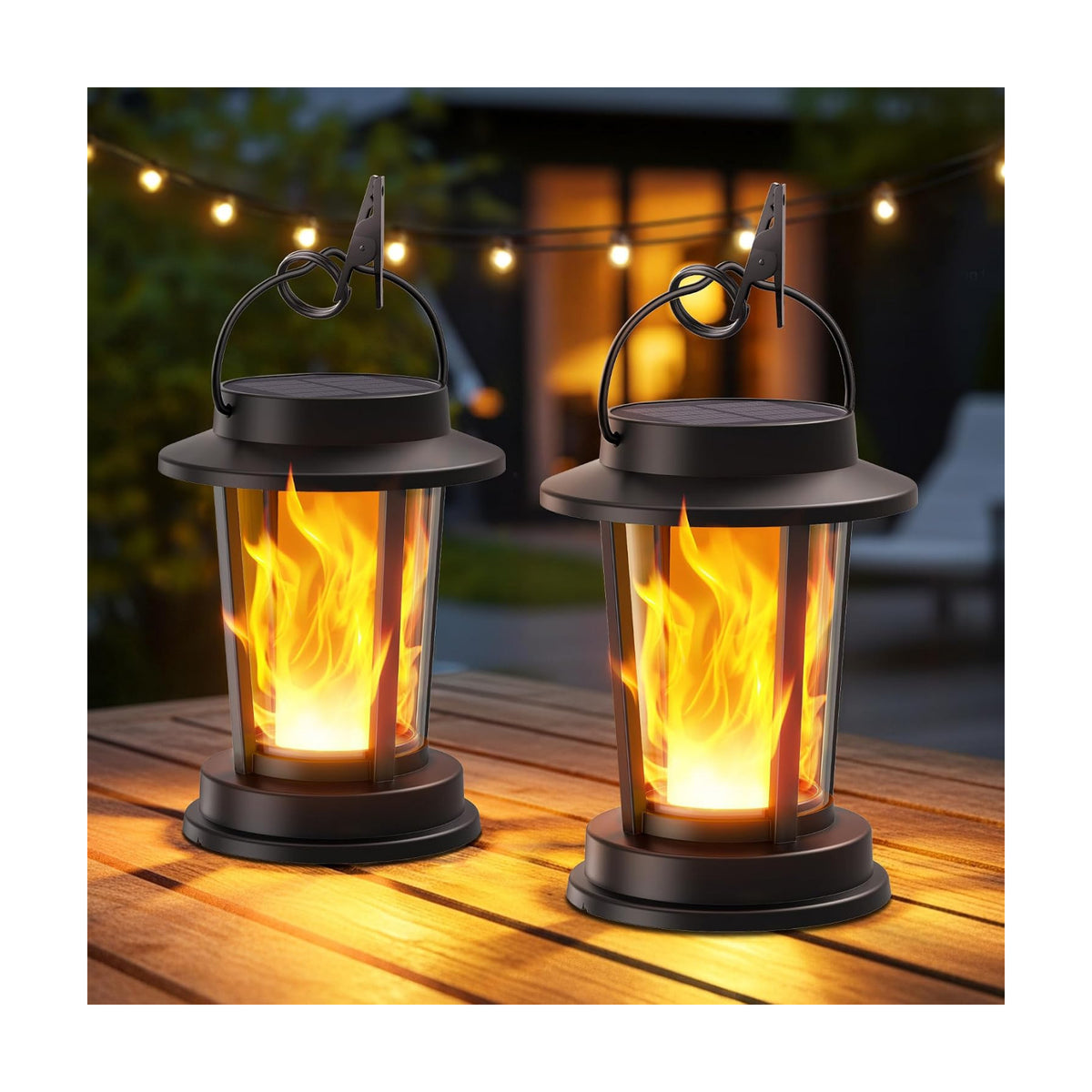 Solar Lanterns Outdoor Waterproof, Flickering Flame Solar Powered | 2 Pack Upgraded Solar Lights Outdoor, Hanging