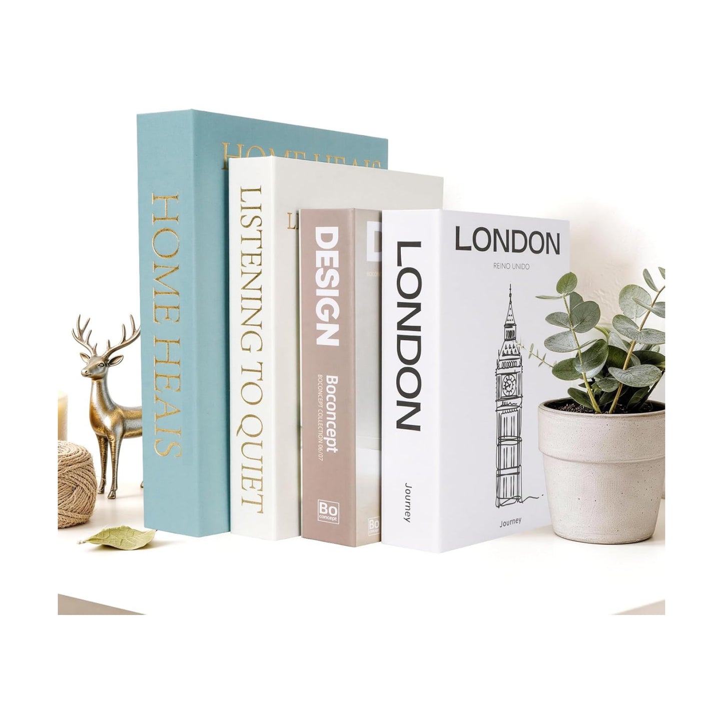 Faux Decorative Books / Light Blue-beige-taupe-white / Set of 4