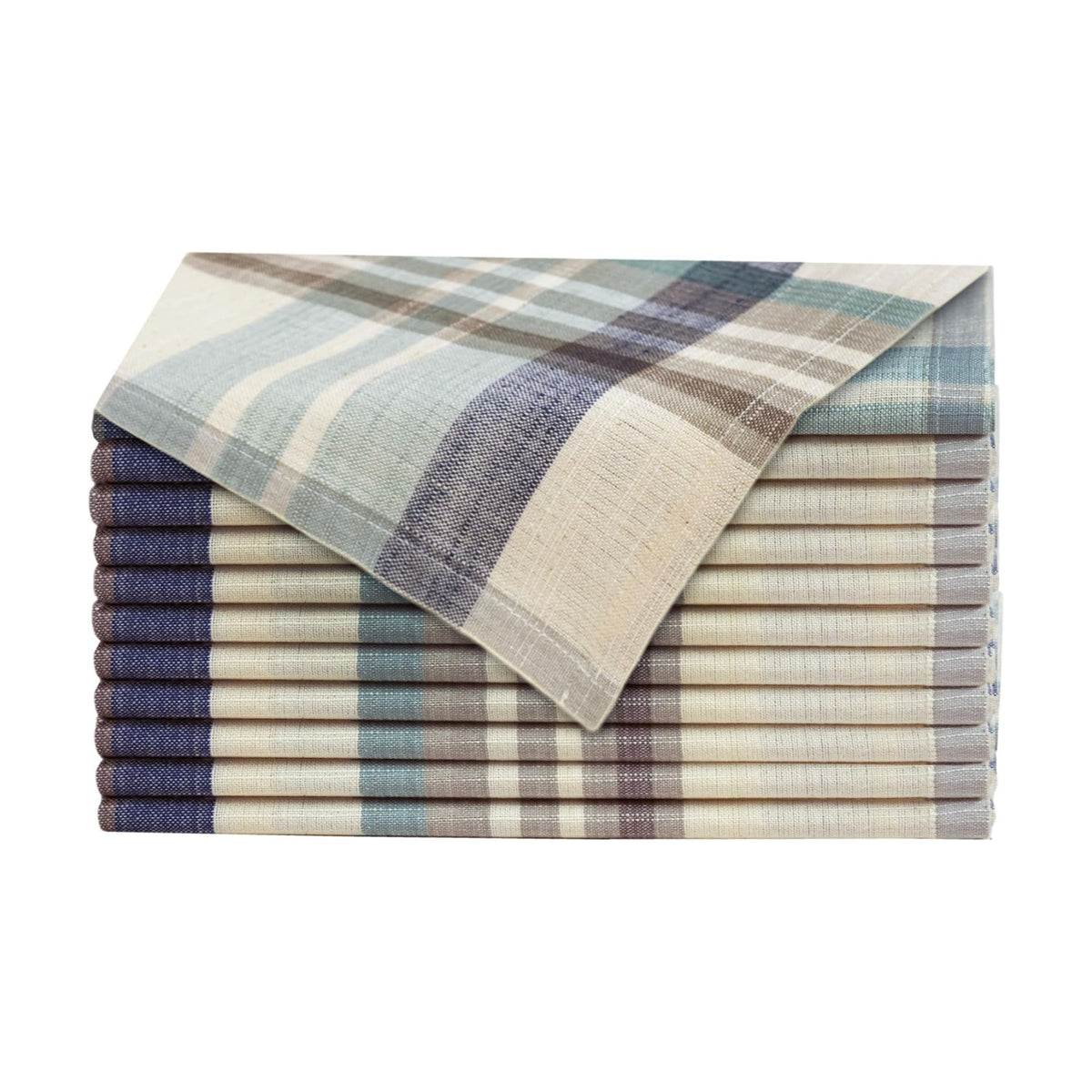 COTTON CRAFT Harvest Plaid Cloth Napkins - Set of 12 Dinner Napkins - 17x17