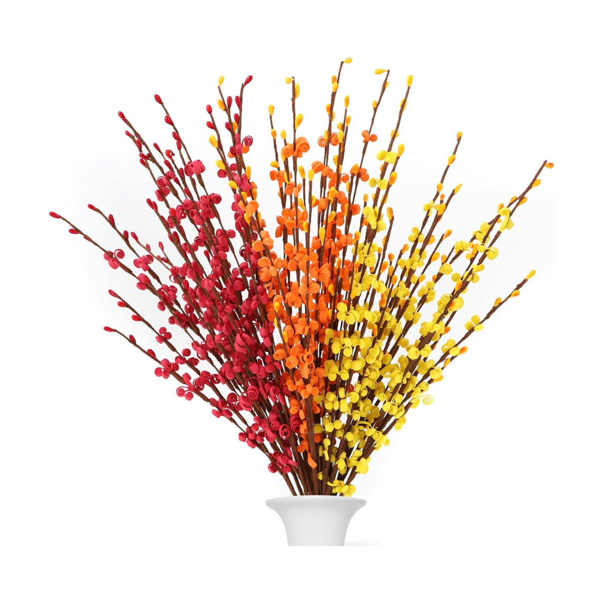 12Pcs Artificial Jasmine Flowers,21.6" Fake Branches for Home Valentine St. Patrick Independence Halloween Fall Christmas Party Decor,Red Yellow Orange