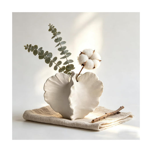 Small Ceramic Vase / Coral Vase / White / 7 Inch