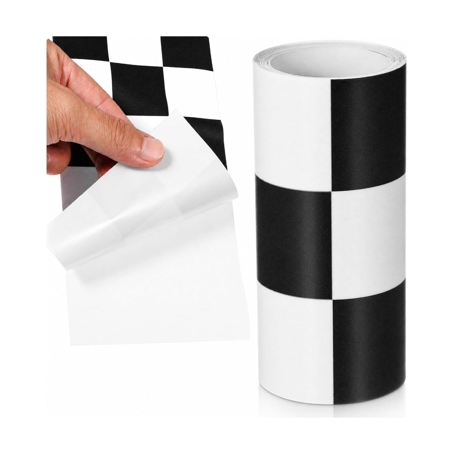 Self-Adhesive Checkered Flag Decorative Roll / Black / 7.9 Inch