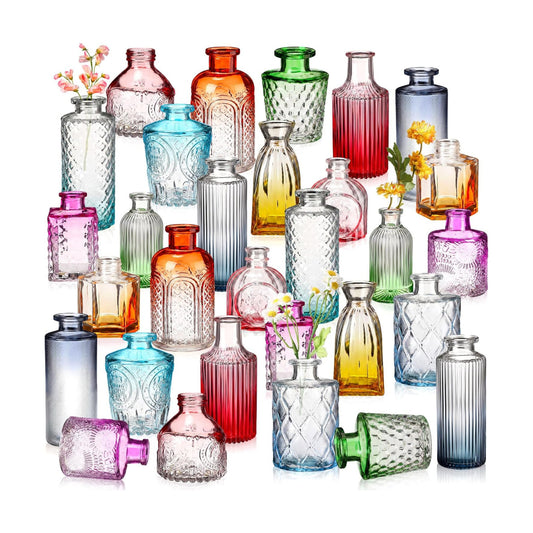 Vases Bulk Colored Flower Glass Vases Bud Vintage Colored Glass / Color Gradient Series / Set of 30