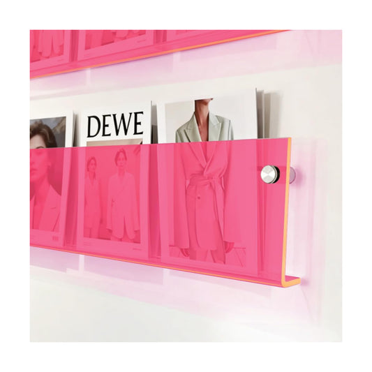 ROYALITA 2-Pack Acrylic Magazine Holder Brochure Holder, Pink 36 Inch | Record Magazine Rack, Fashion Floating