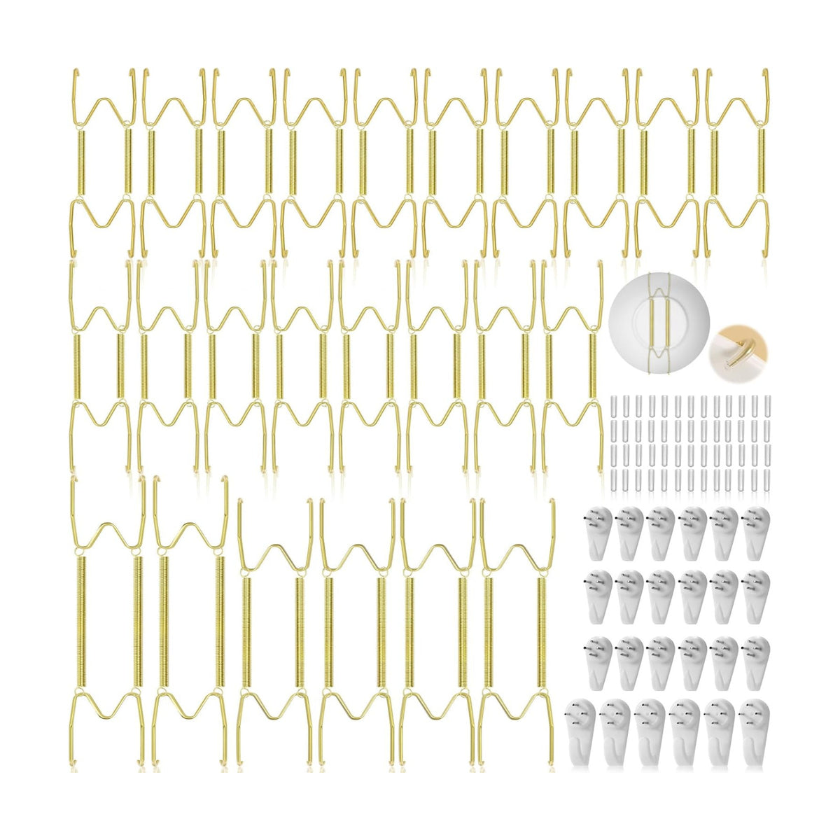 24 Pack Plate Hangers for Wall Display, 6/8/10/12 Inch Invisible Stainless Steel Plate Holders with Wall Hooks, Fit