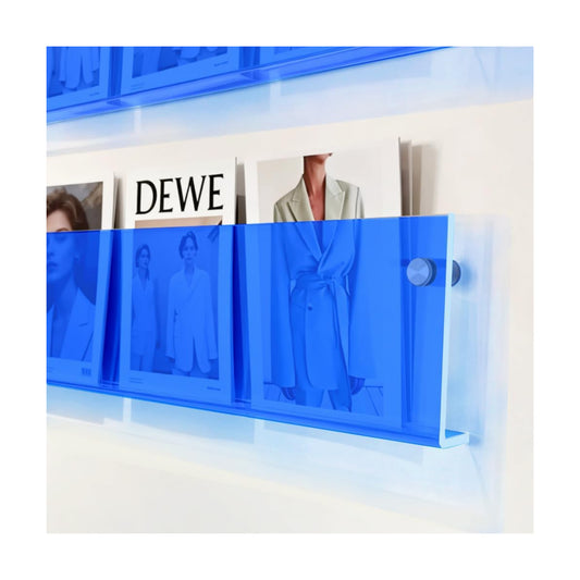 ROYALITA 2-Pack Acrylic Magazine Holder Brochure Holder, Blue 36 Inch | Record Magazine Rack, Fashion Floating