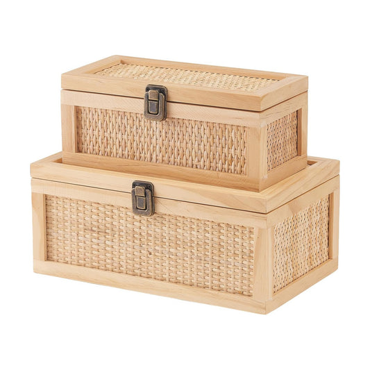 Rattan Decorative Boxes / Natural / Set of 2
