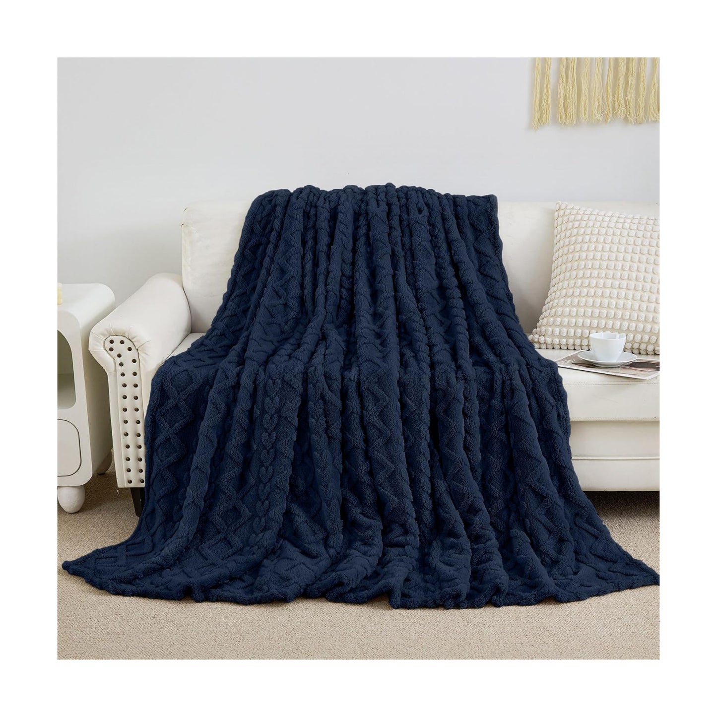 Aganear Fleece Throw Blanket for Couch Sofa 60"x80" Navy