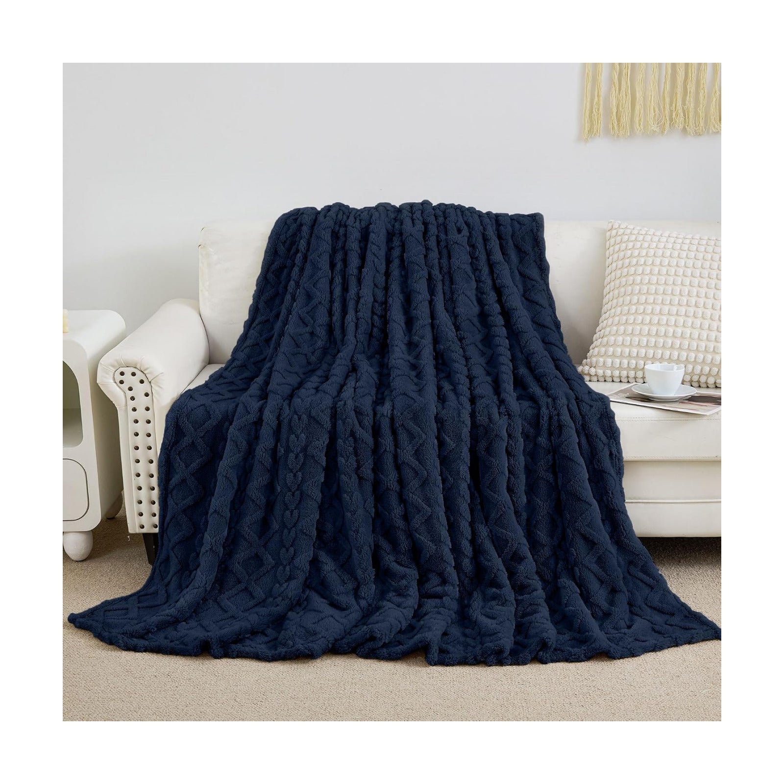 Aganear Fleece Throw Blanket for Couch Sofa 60"x80" Navy
