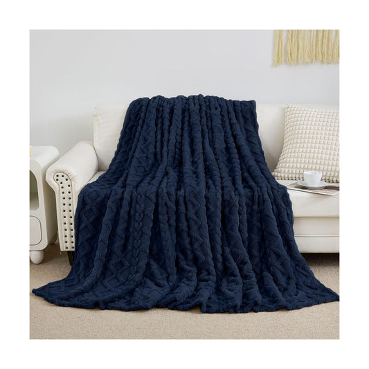 Aganear Fleece Throw Blanket for Couch Sofa 60"x80" Navy