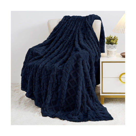 Aganear Fleece Throw Blanket for Couch Sofa 50"x60" Navy