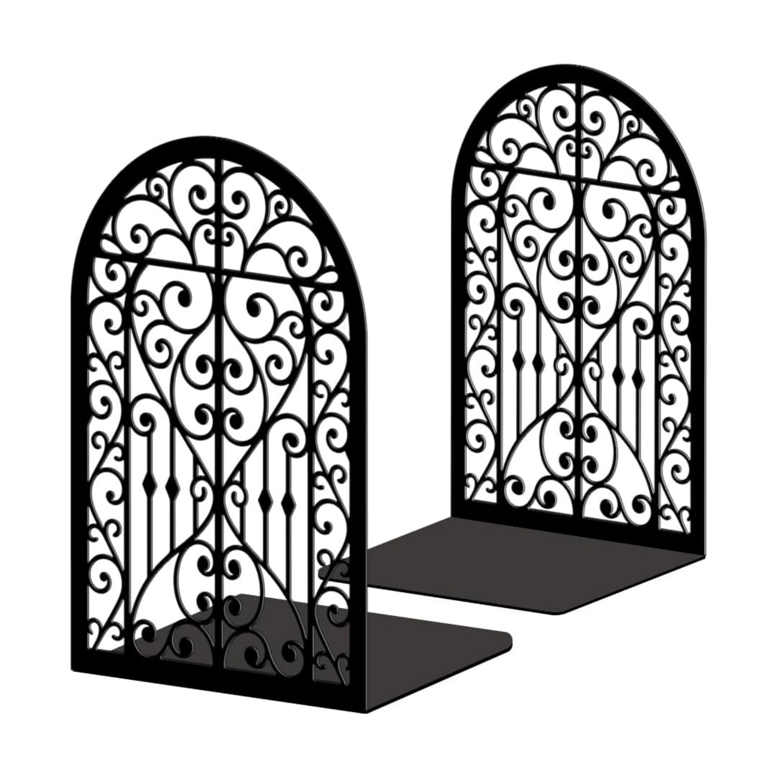 Metal Bookends / Modern Decorative Heavy Duty Study Book Ends Stoppers / Baroque Style Windows