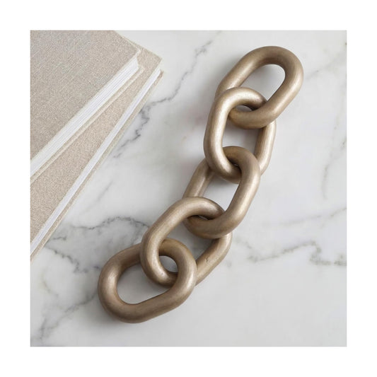 Decorative Wood Chain Link Decor Rustic 5 Link Wooden Chain Ornament / Champagne / 13.78 Inch