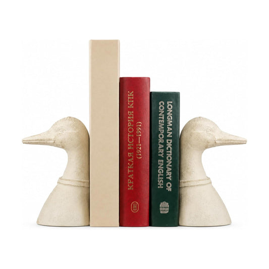 Metal Duck Book Ends / Vintage White Color / 5.91 x 4.33