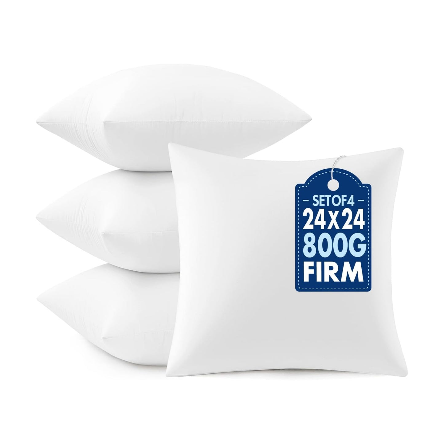 MIULEE 24x24 Euro Pillow Inserts 4 Pack, Throw Pillows for Couch Bed