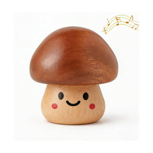 Mushroom Wind-Up Music Box Wood Mechanical Music Vintage Cottagecore Decor / You Are My Sunshine