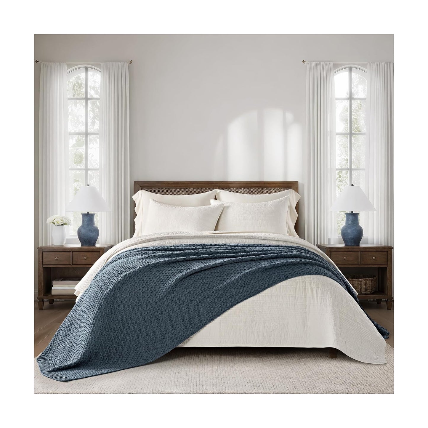 EVERGRACEHOME Chunky Chenille Knit Throw Blanket, 108x92, Stormy Blue