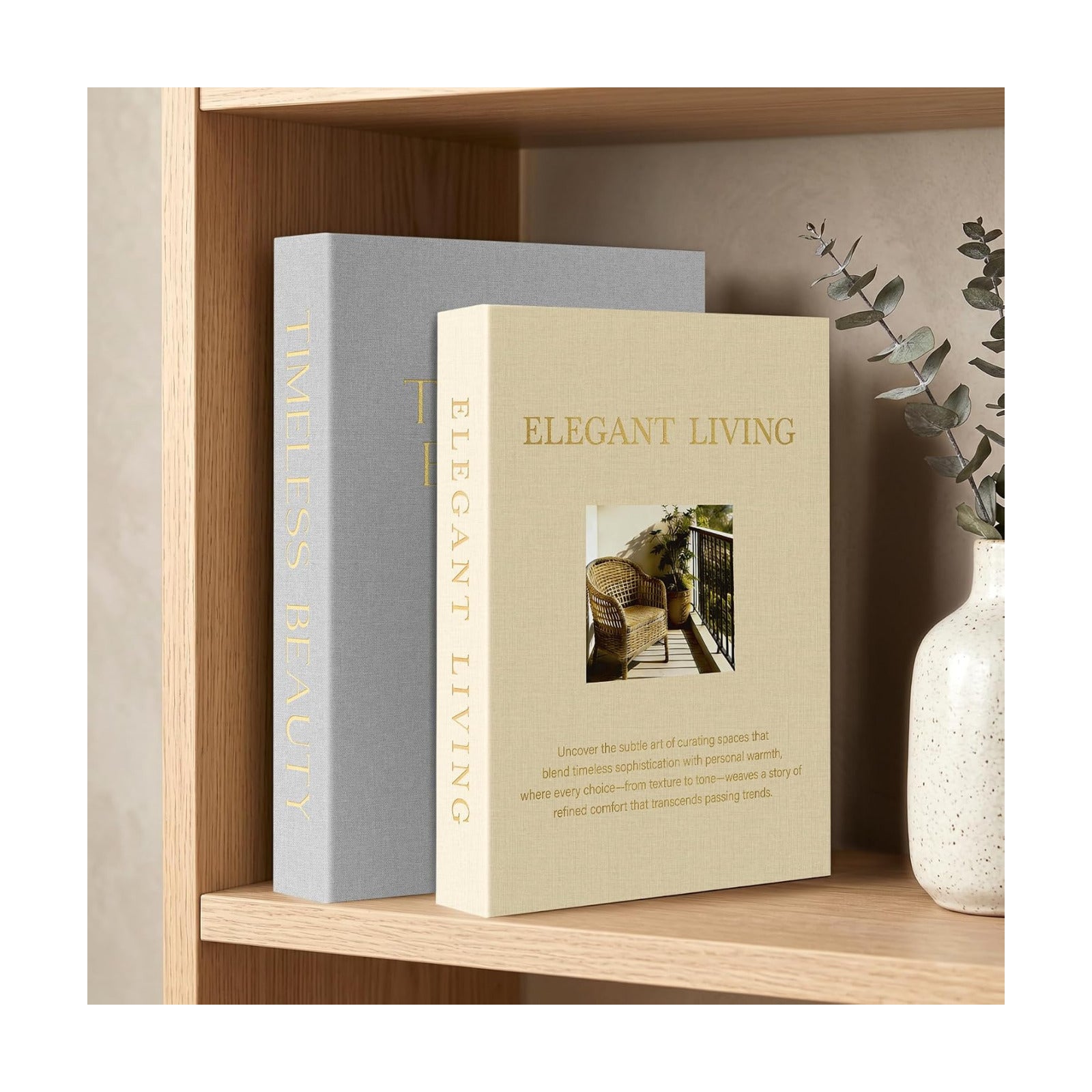 Modern Linen Faux Book Boxes / Gray-beige / Set of 2