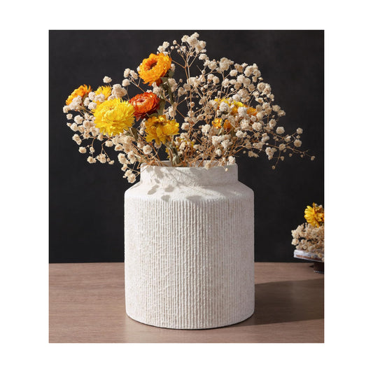 Rustic Vases / in Vase Ceramic Flowers Vase Wide Mouth Vase Farmhouse Decorative / White / 7 Inch