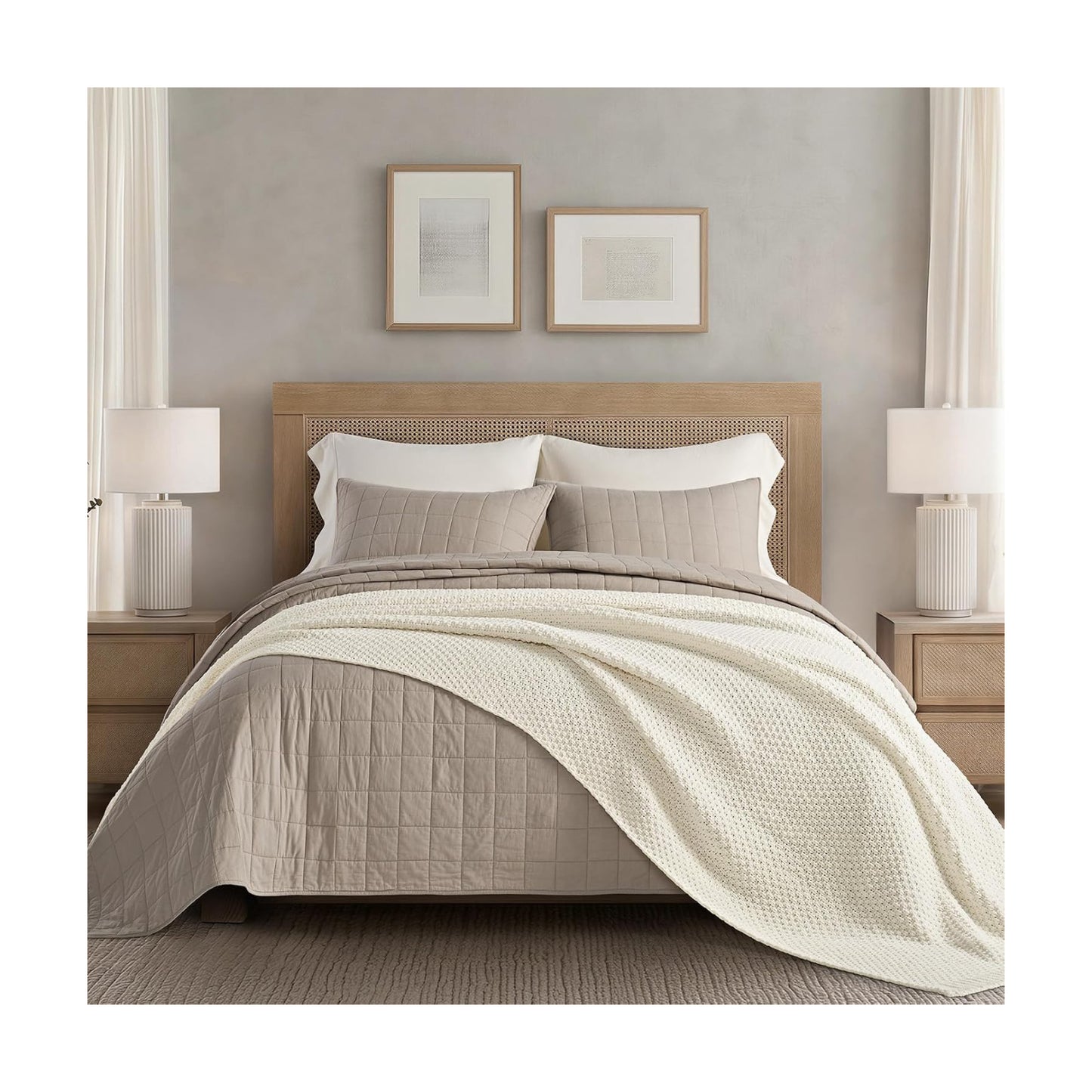 EVERGRACEHOME Chunky Chenille Knit Throw Blanket, 90 x 90, Ivory White