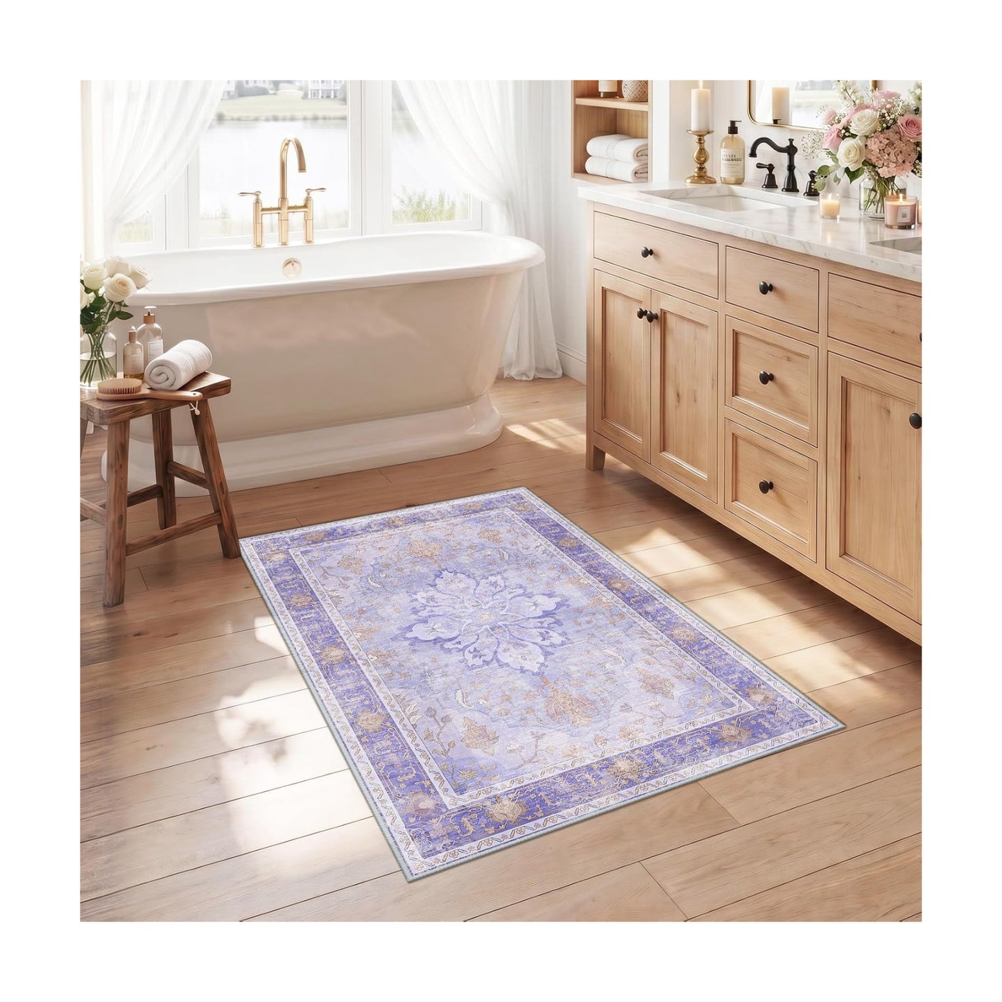 RELEANY Washable Area Rug, Small 2'6"x4', Purple