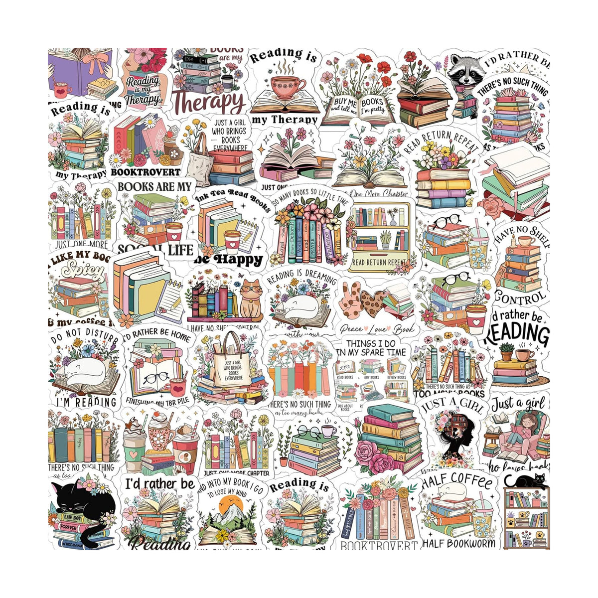 100 Pcs Book Lover Reading Stickers Vintage Bookish Sticker