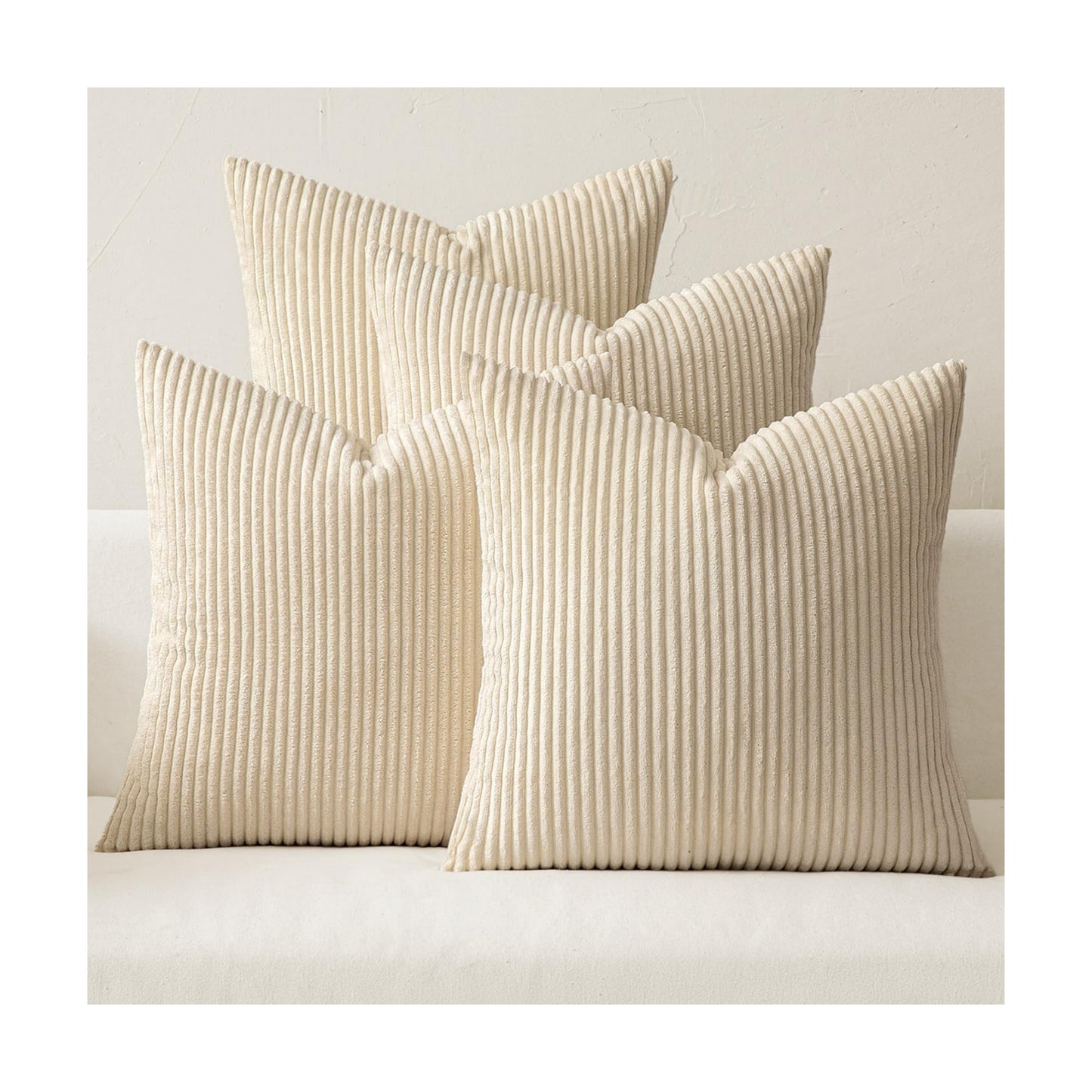 MIULEE Soft Corduroy Decorative Throw Pillow Covers Beige 20x20