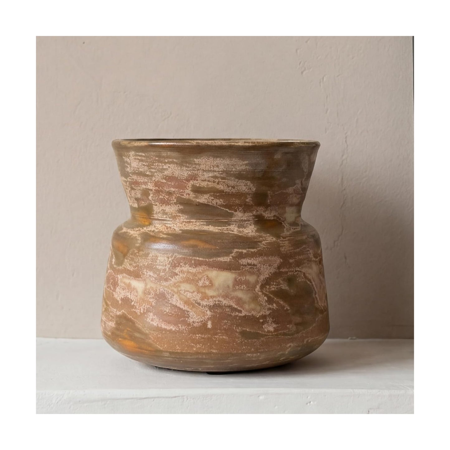 Rustic Ceramic Vase Home Decor / Brown Gray / 6 Inch