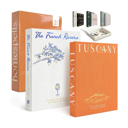 & White Linen Faux Books Decoration / Orange