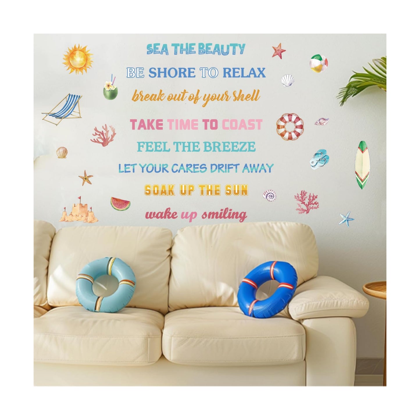 Beach Wall Stickers Inspirational Quotes Wall Decal for Classroom Colorful Summer / Summer Quotes