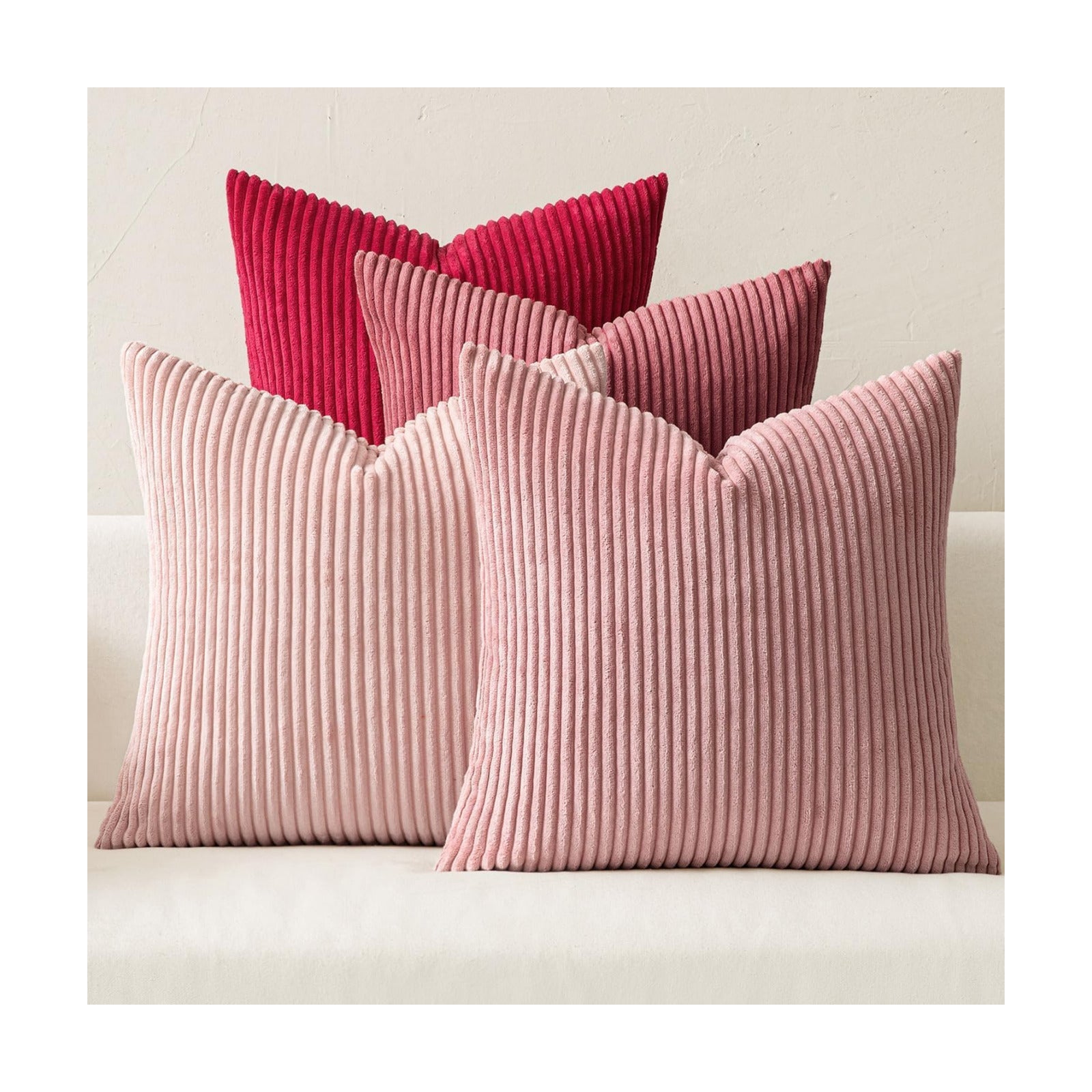 MIULEE Soft Corduroy Decorative Throw Pillow Covers Pink Series 20x20