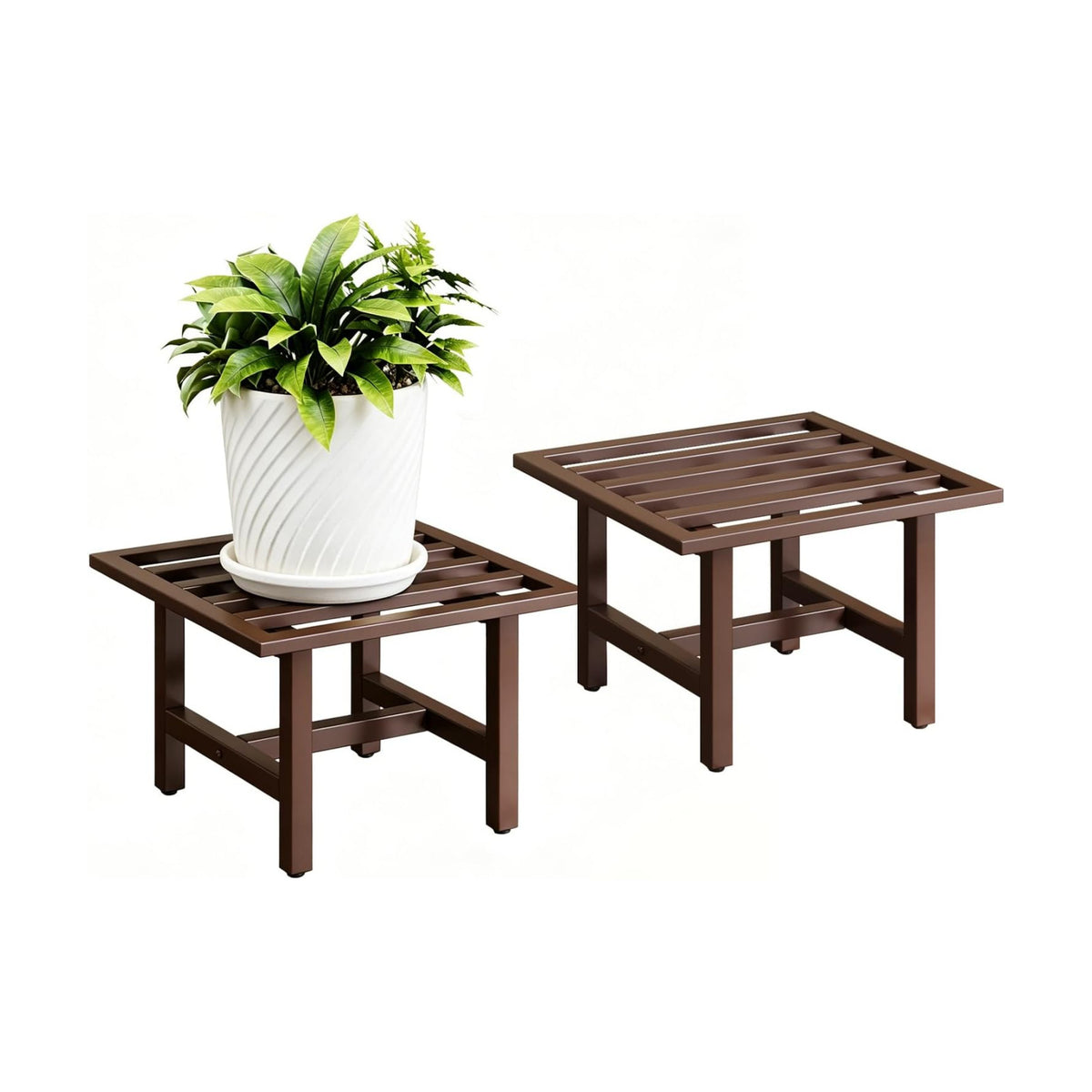 Heavy Duty Metal Plant Stand Outdoor, 330 lbs Iron Square Plant Stand Indoor, Rustproof Low Pedestal for Large Flower