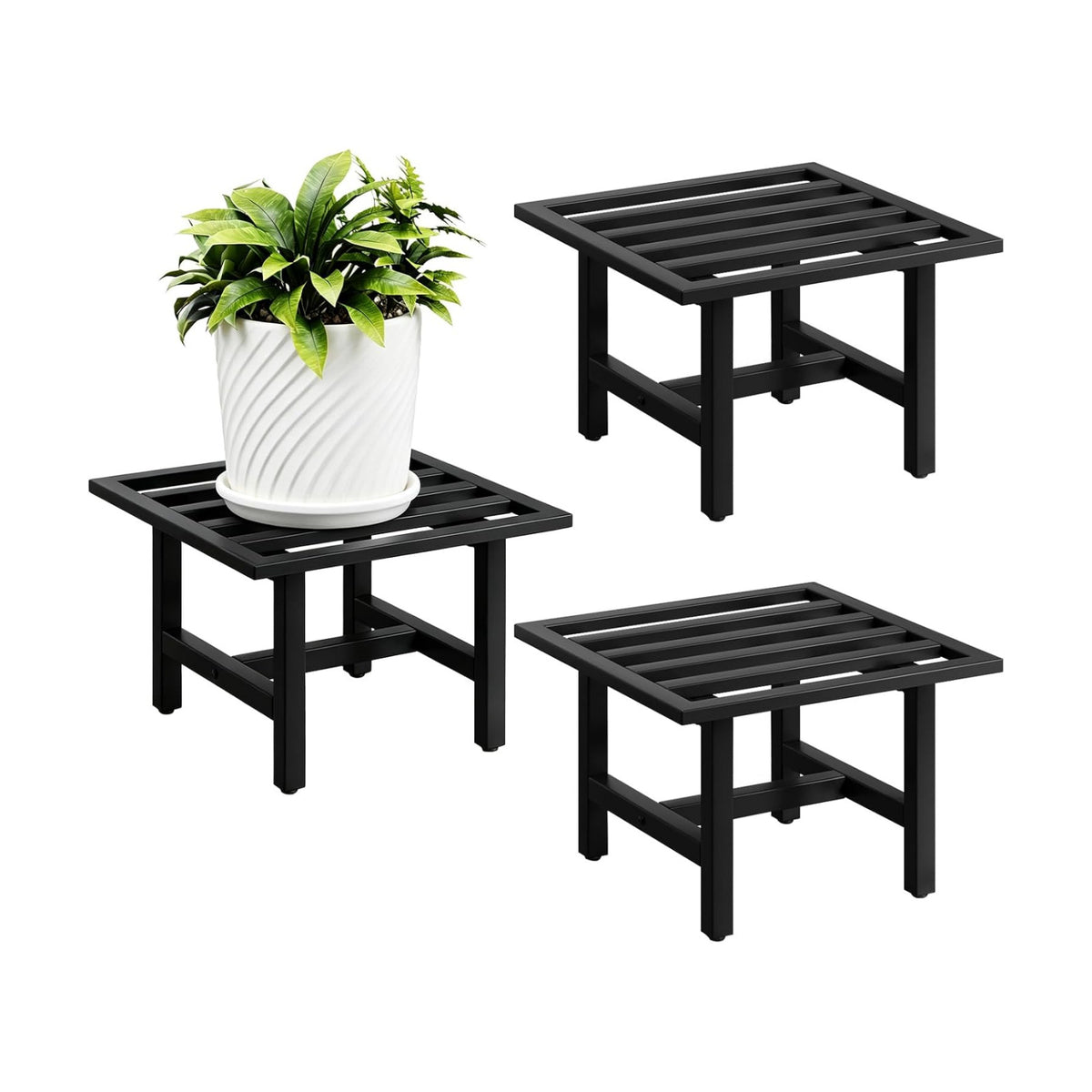 Heavy Duty Metal Plant Stand Outdoor, 330 lbs Iron Square Plant Stand Indoor, Rustproof Low Pedestal for Large Flower