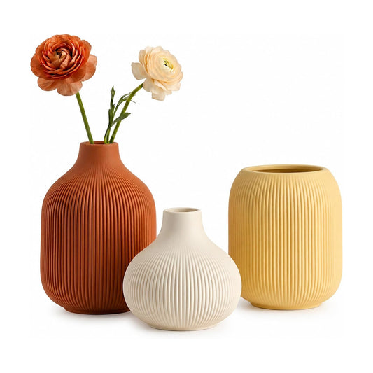 Colorful Ceramic Vase Set for Decor / Brown