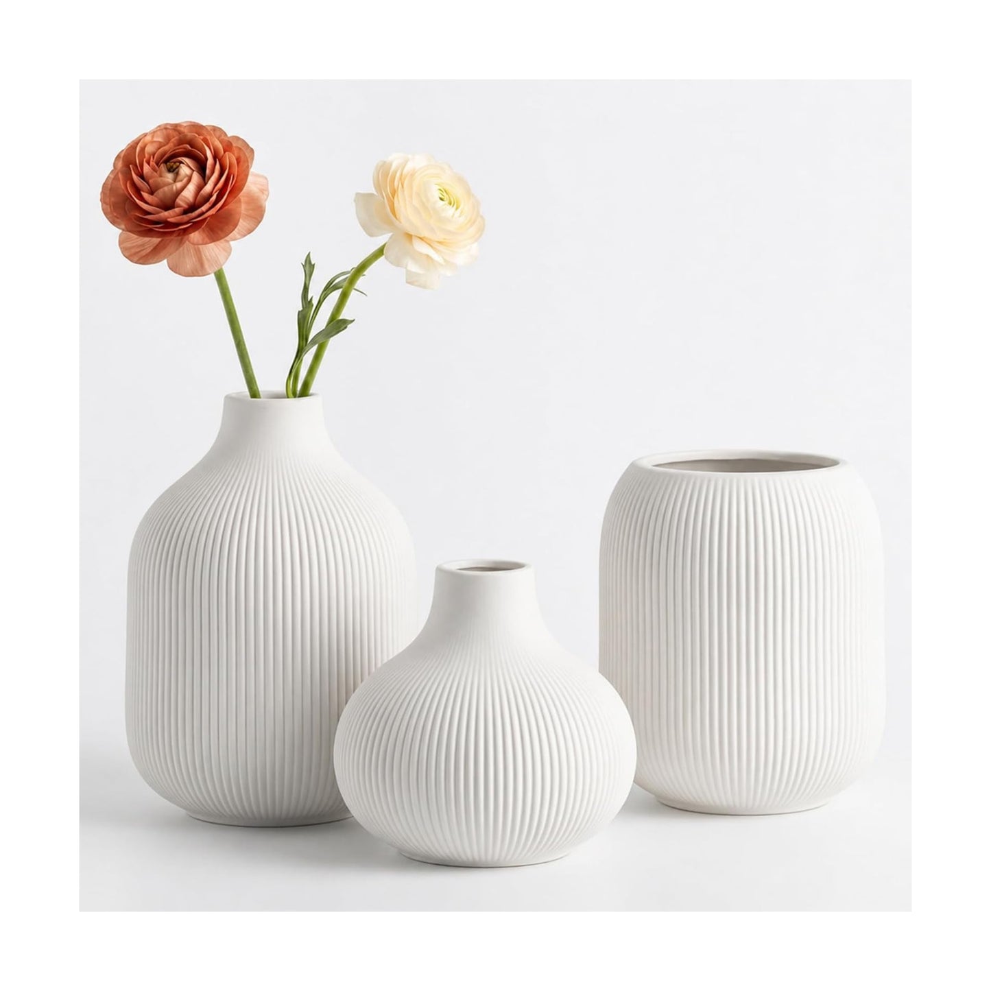Ceramic Vase Set for Decor / White