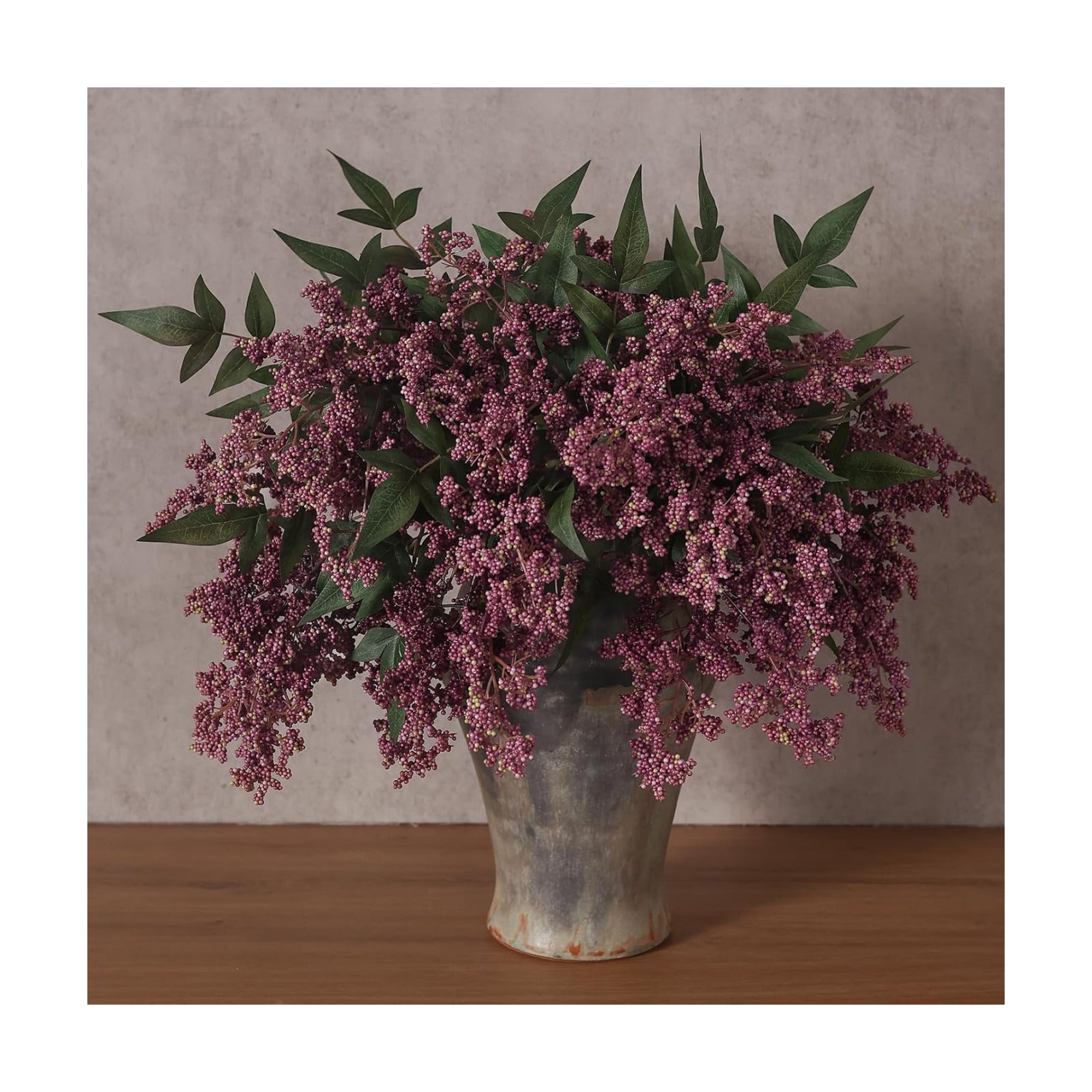 Artificial Nandina Berry Stem for Vase / Dusty Plum / Set of 6