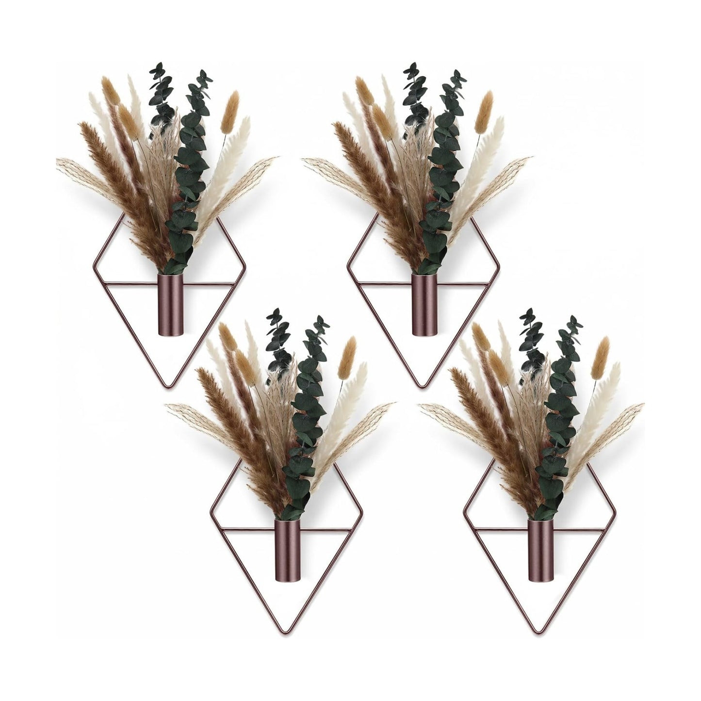Jexine 2 Pcs Hanging Artificial Planters Wall Decor, Bronze, Pampas