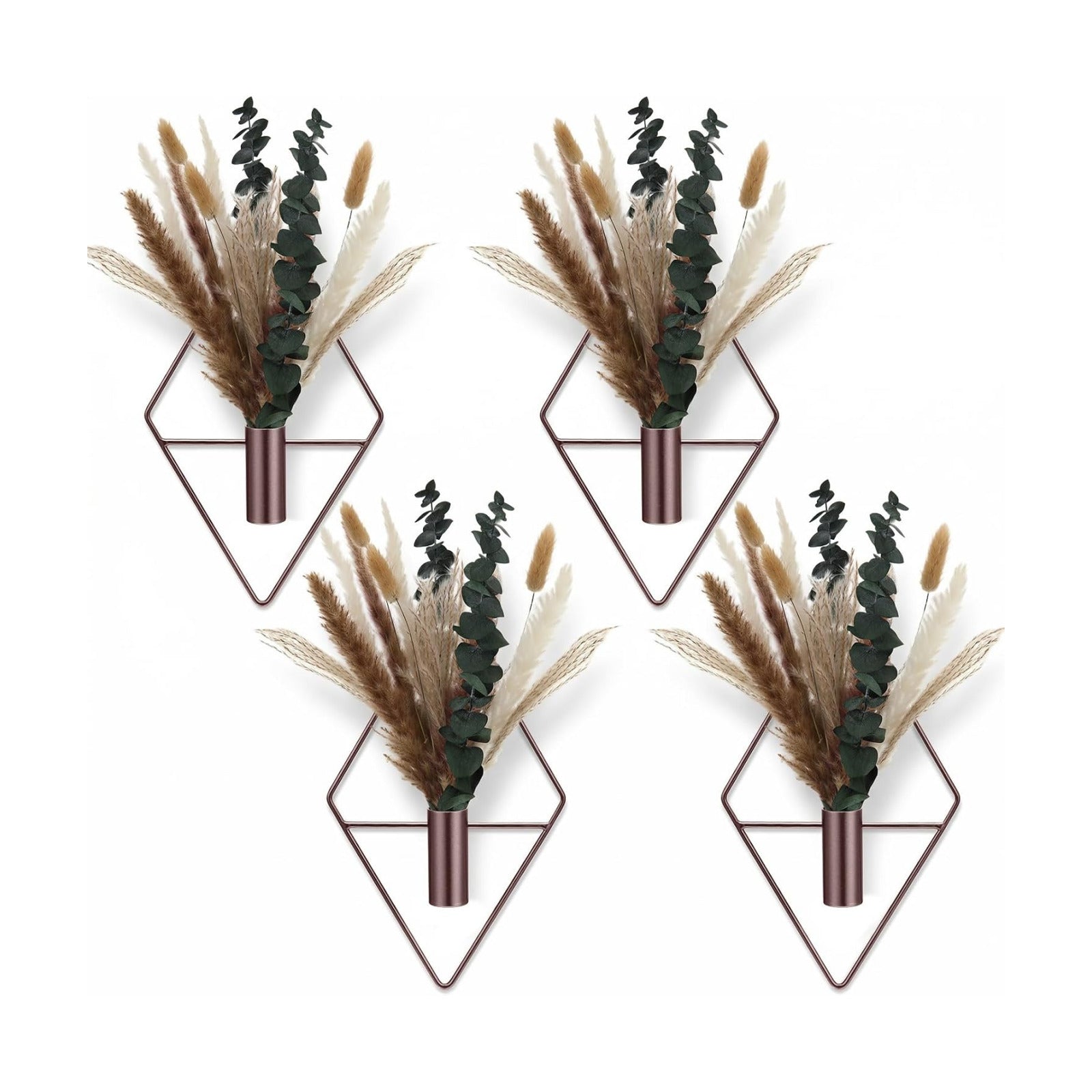 Jexine 2 Pcs Hanging Artificial Planters Wall Decor, Bronze, Pampas