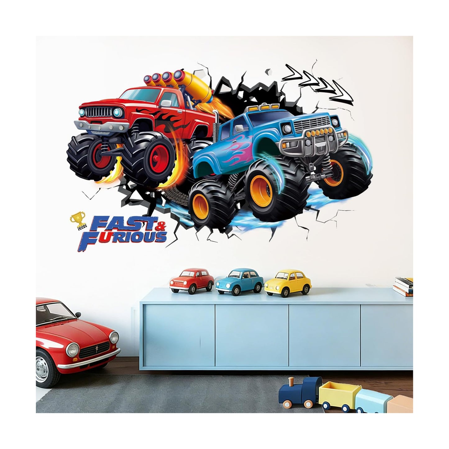Wall Decal Peel and Stick / 3d Racing Car