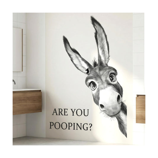 Funny Peeking Donkey are You Pooping Bathroom Wall Decals Peel and Stick