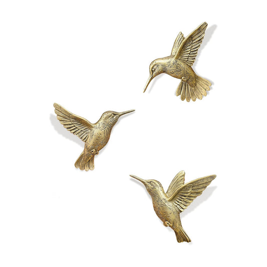 3D Hummingbird Wall Decor Set / Vintage Gold
