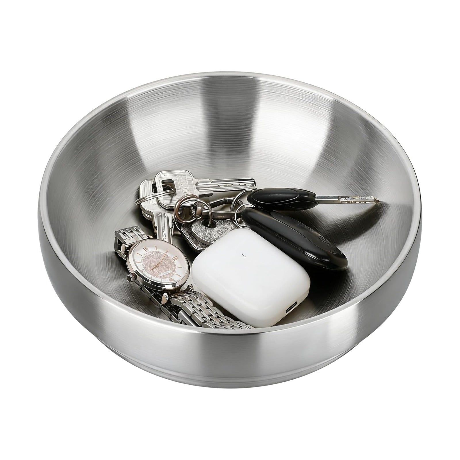 Decorative Bowl Key Holder Bowl for Entryway Table Catchall Bowl for Candy Key / 7.4 Inches / Silver