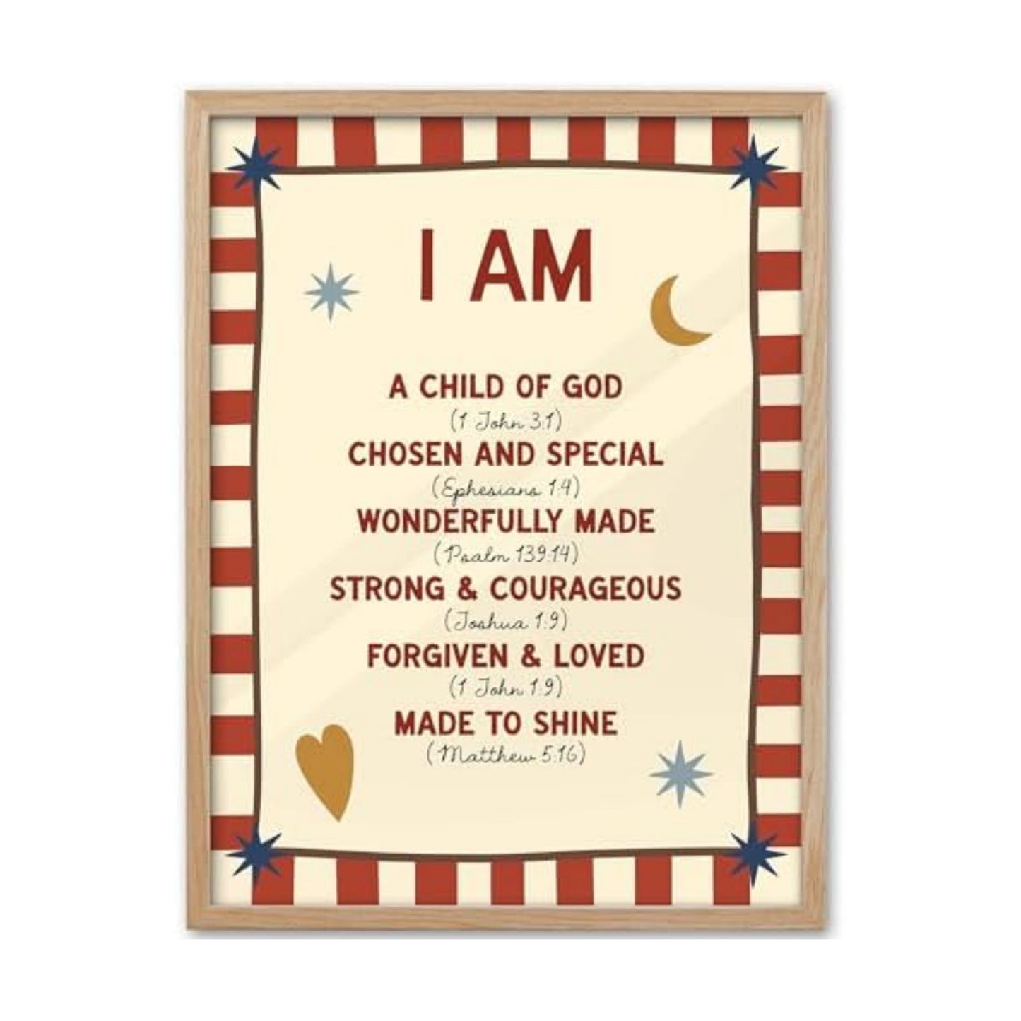 KensTro 12x16 Oak Framed I Am a Child of God Scripture Wall Art